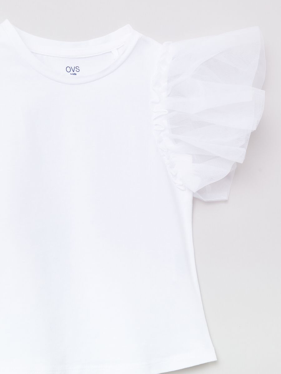 Camiseta de algodón con mangas de tul_2