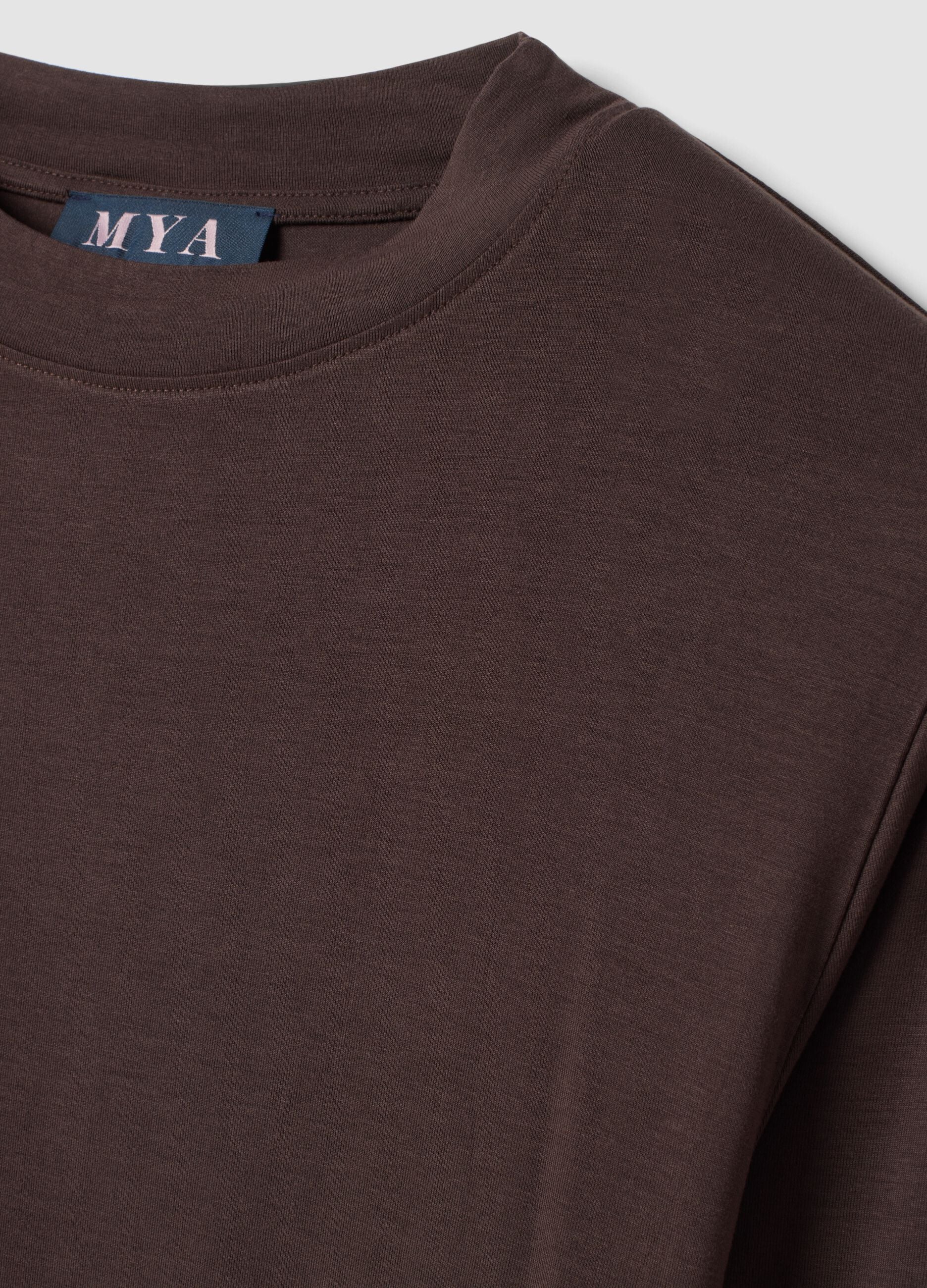 Dark brown stretch viscose regular-fit top