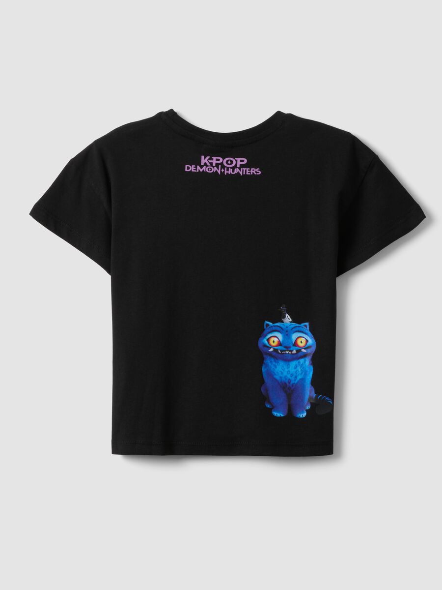 Girls' regular fit black pure cotton T-shirt with print_1