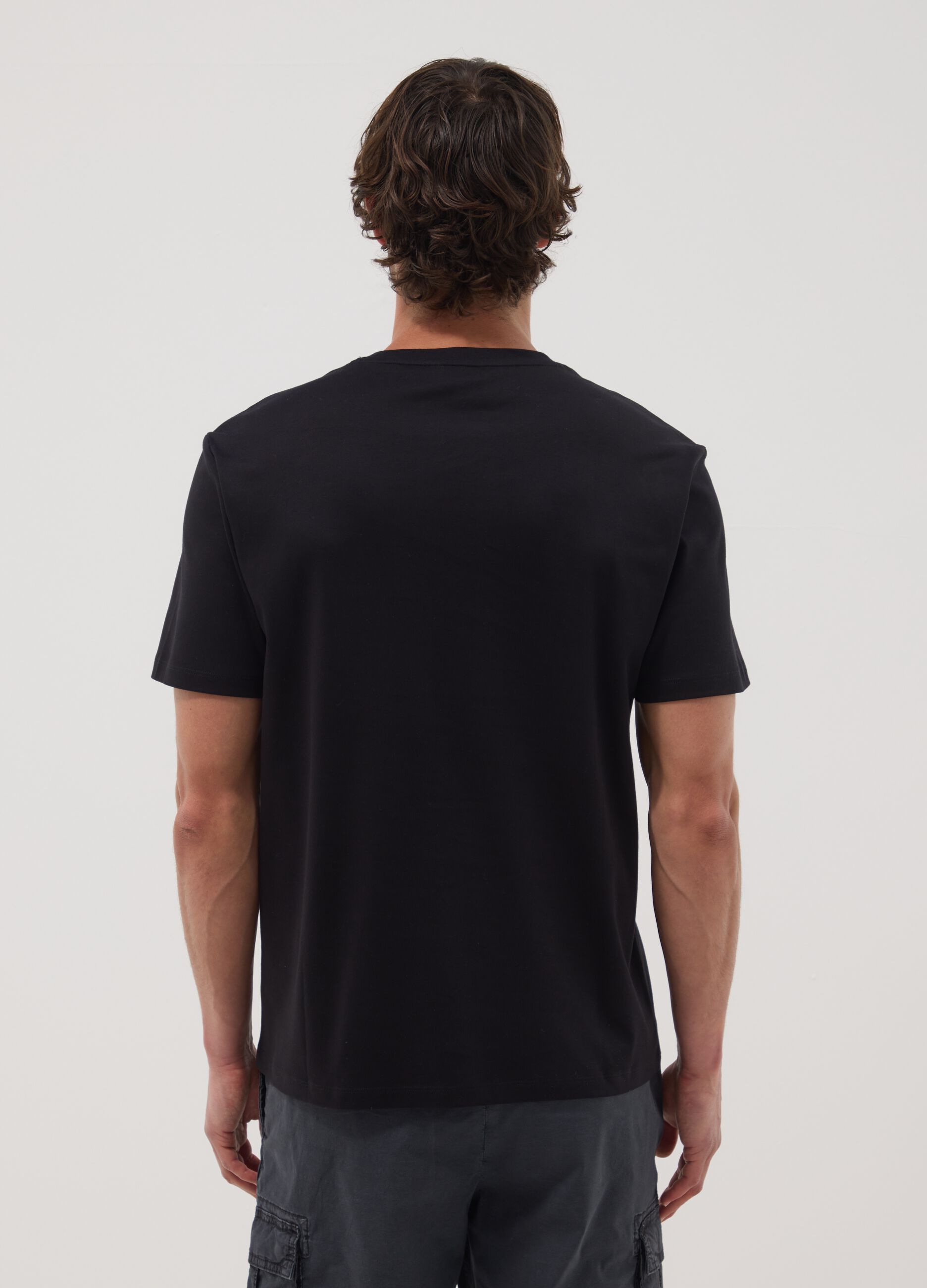 Blue short-sleeve pure cotton T-shirt