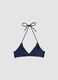 Blue triangle bikini top in stretch fabric_0