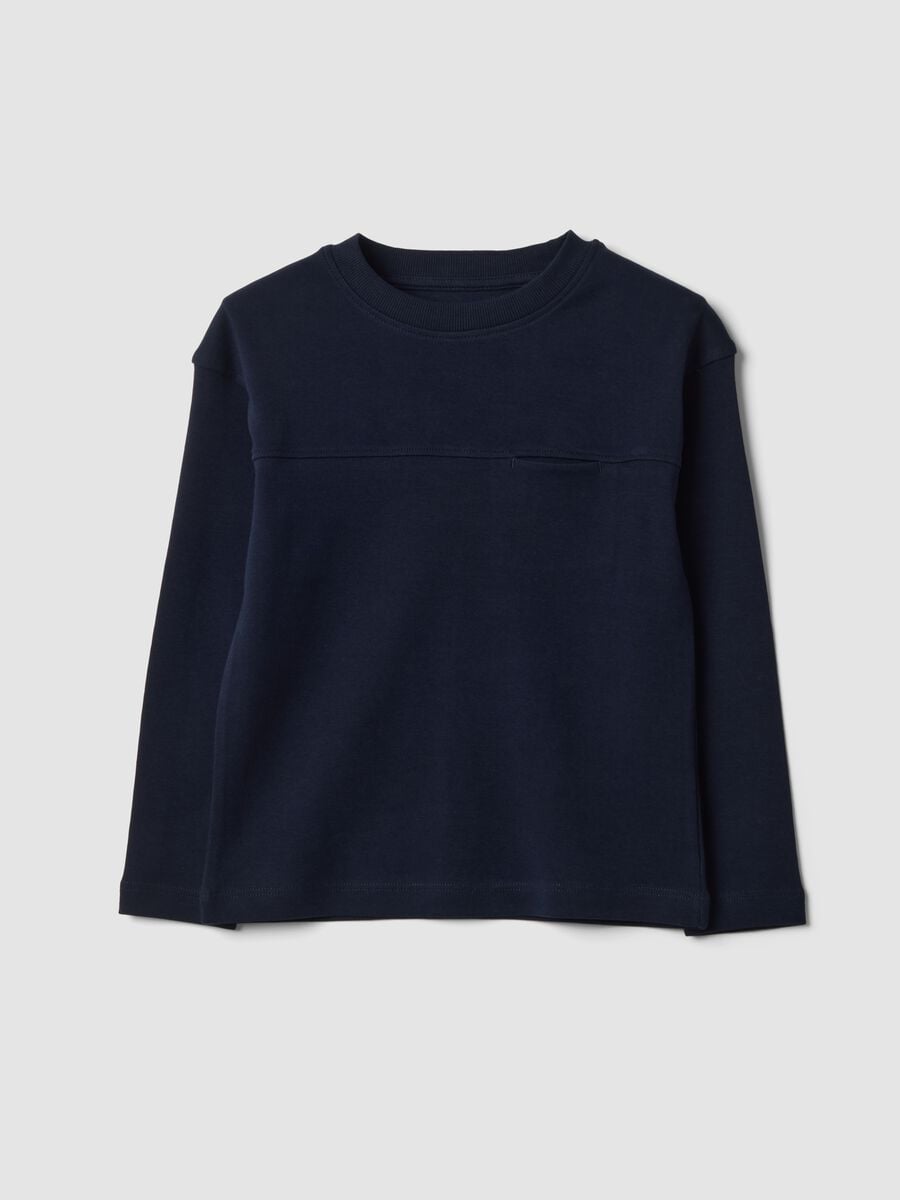 Blue crew-neck T-shirt in pure organic cotton_0