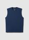 Blue regular fit cotton blend tank top_4