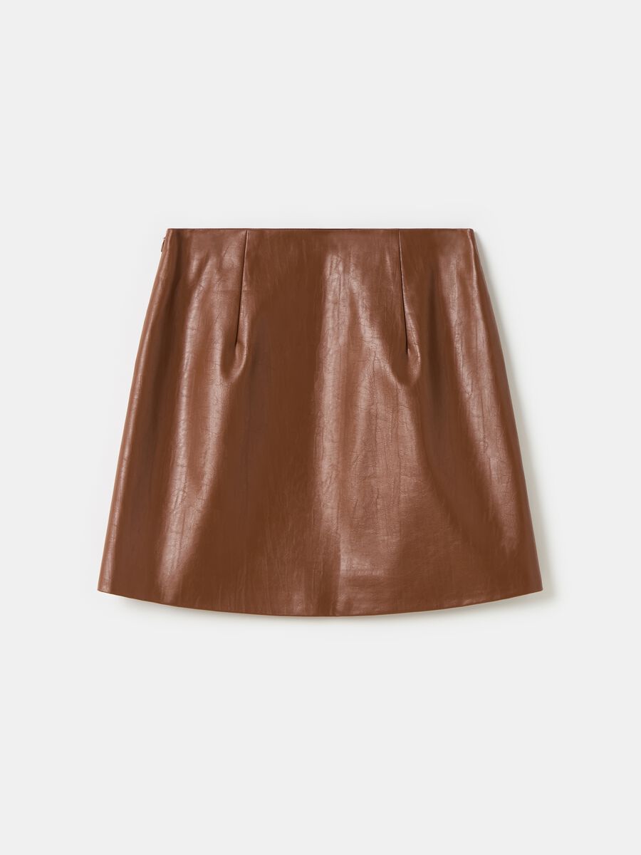 Vintage-effect faux leather miniskirt_4