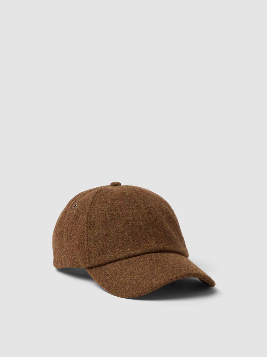 Brown wool and viscose blend cap_0