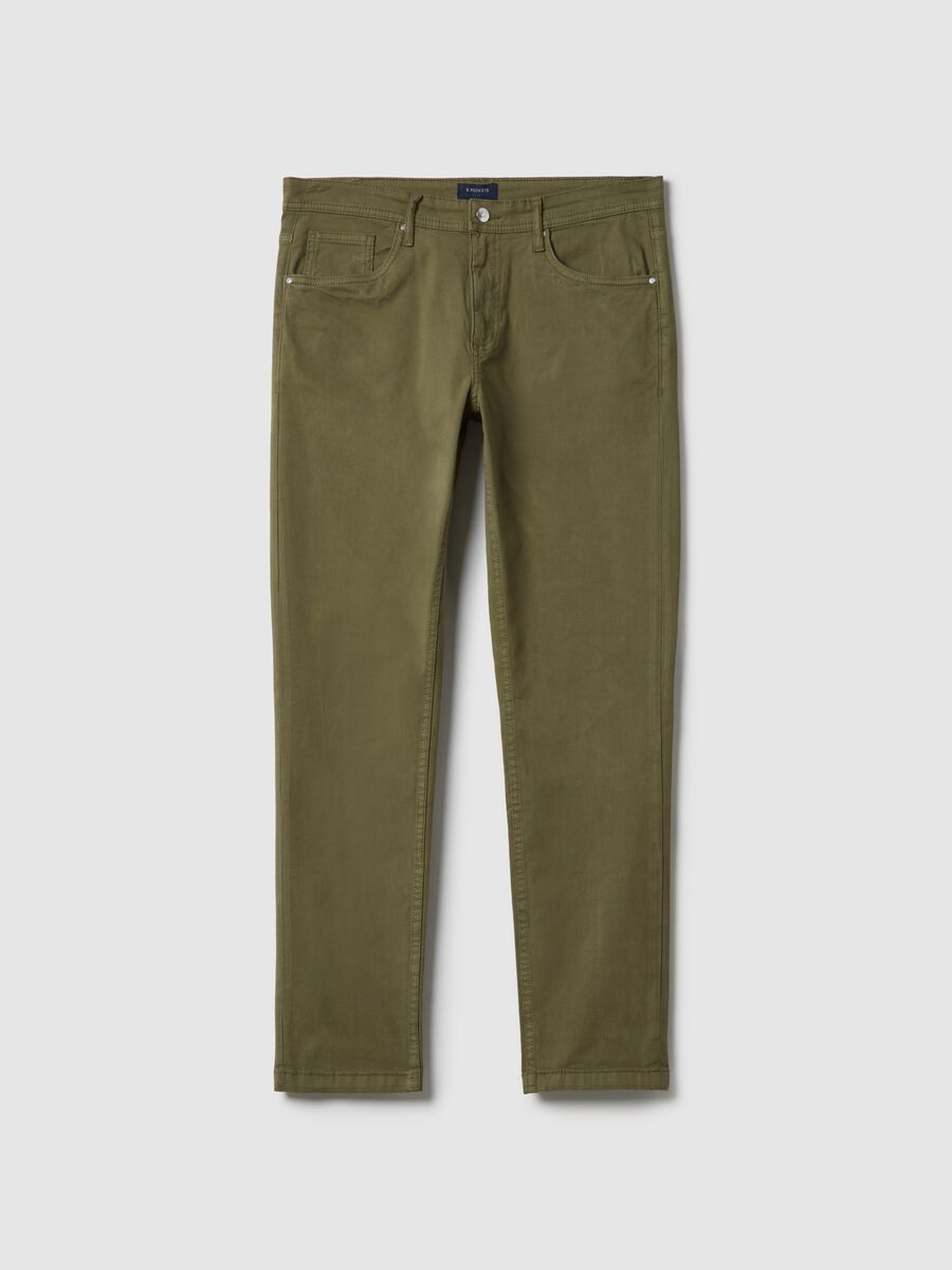 Green stretch cotton skinny fit trousers_4