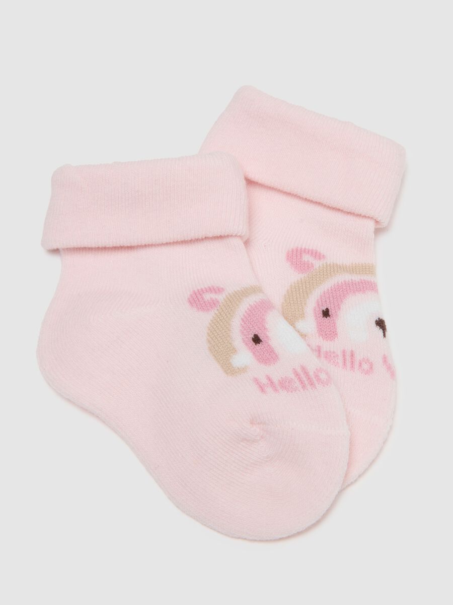 Infant's multicolour cotton-blend socks twin pack with prints_2