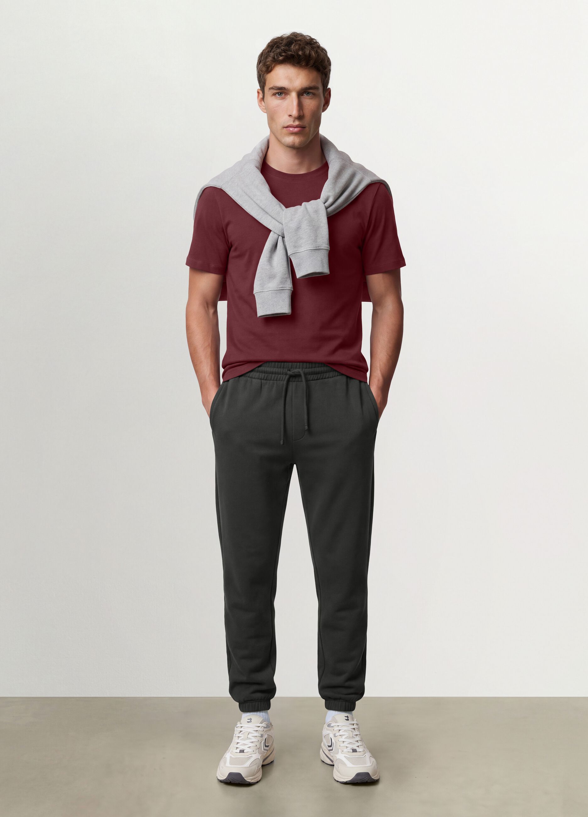 Dark grey regular-fit cotton-blend joggers