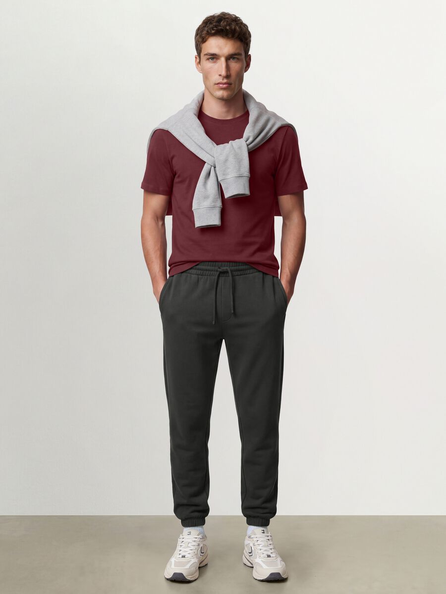 Dark grey cotton-blend jogger trousers, regular fit_0