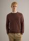 Brown cotton and linen crew neck pullover regular fit_2