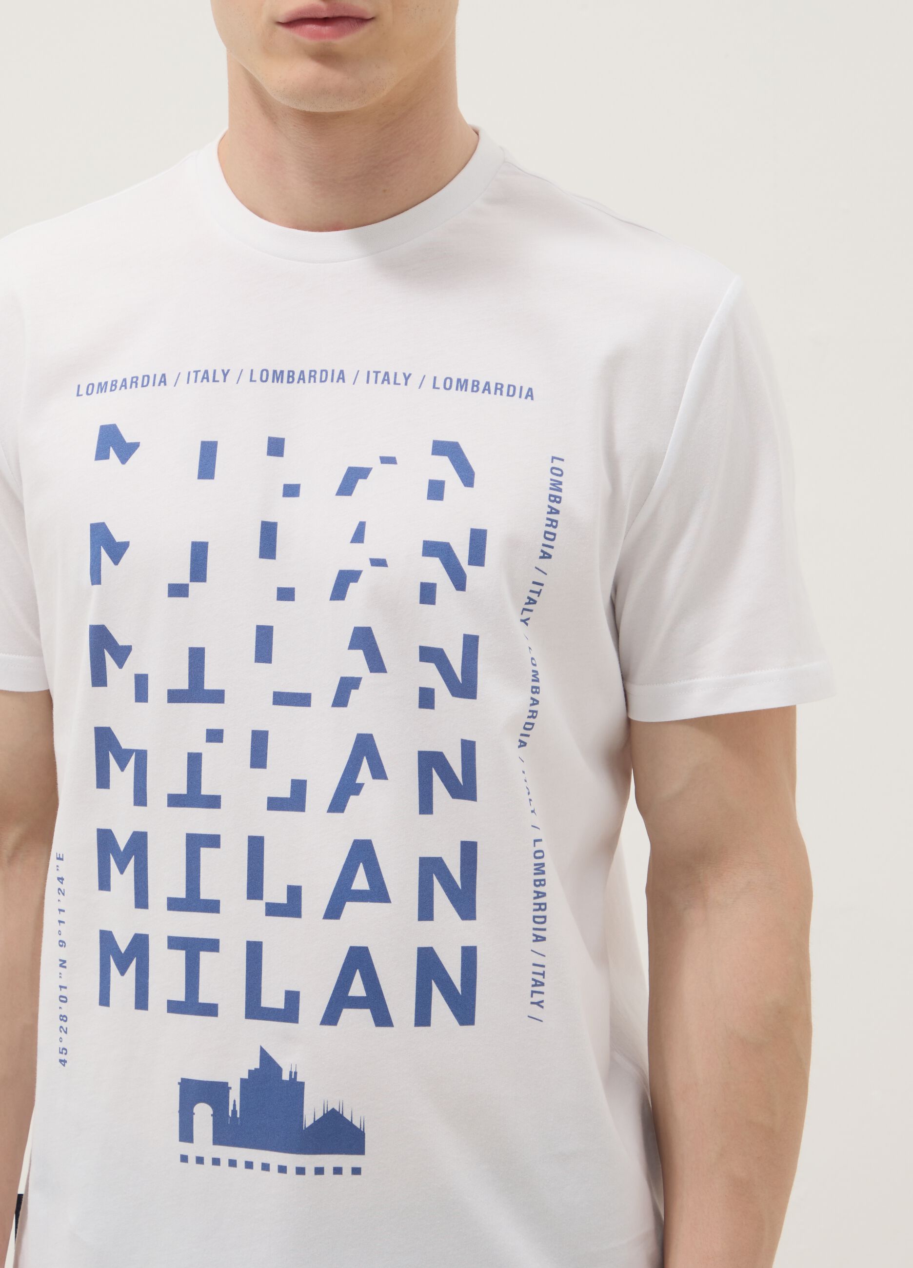 Wei&szlig;es T-Shirt aus reiner Baumwolle mit Print, Regular Fit
