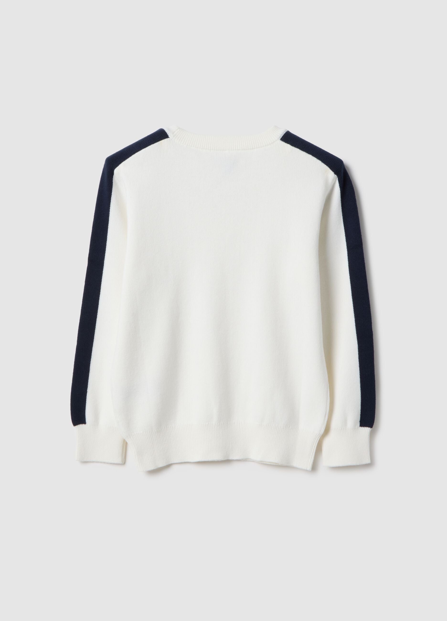Wei&szlig;e Pullover aus reiner Baumwolle mit blauen Streifen, oversized f&uuml;r Kinder
