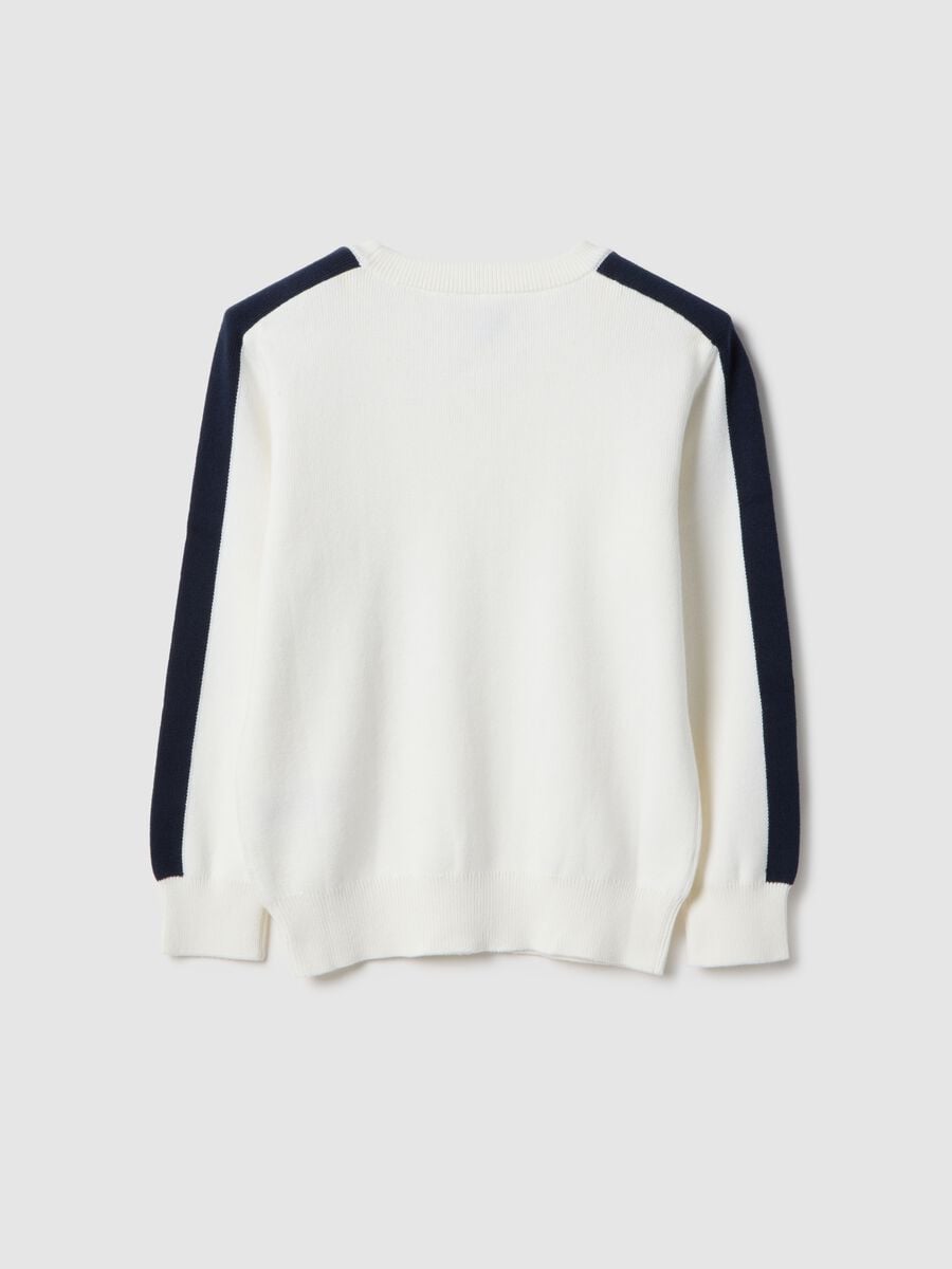 Wei&szlig;e Pullover aus reiner Baumwolle mit blauen Streifen, oversized f&uuml;r Kinder_1