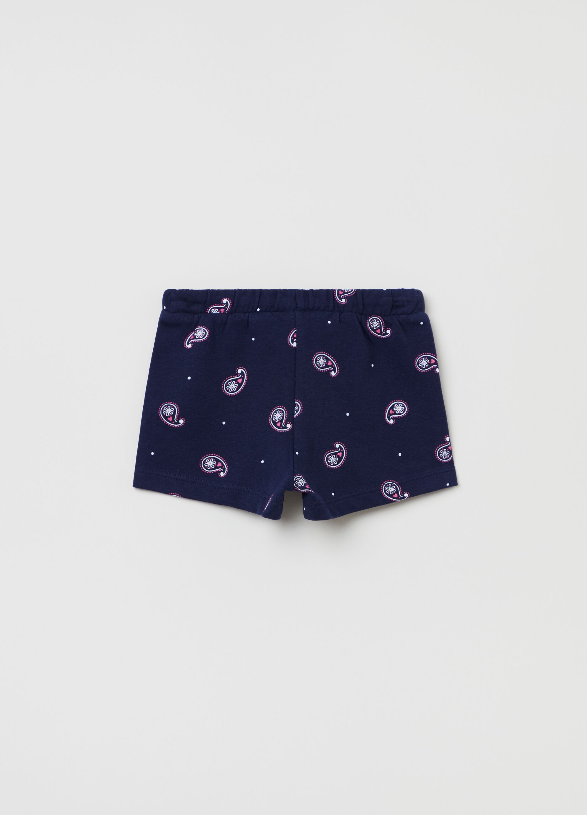 Stretch shorts with cashmere pattern