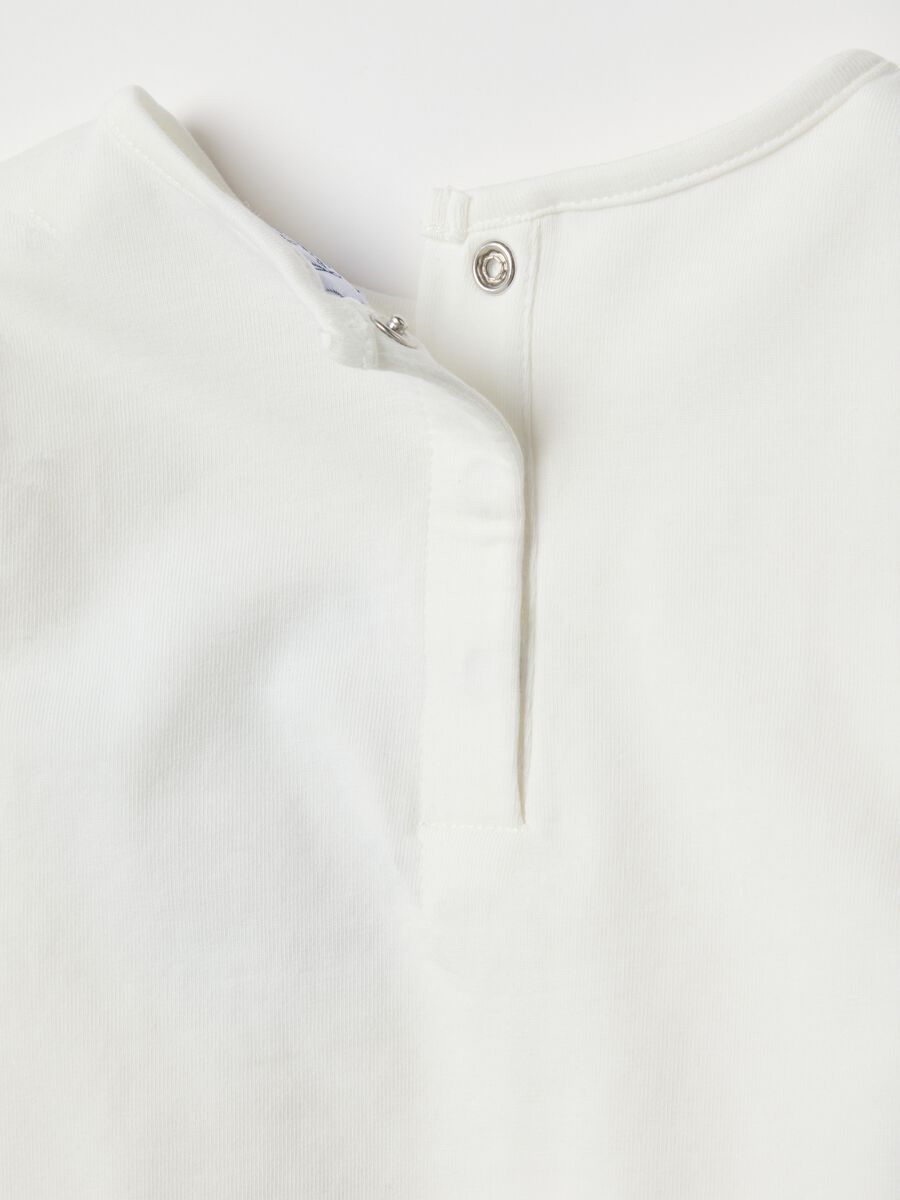 White stretch cotton regular fit girl's T-shirt with heart_3