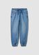 Blue denim jogger jeans in a cotton and viscose blend for boys_3