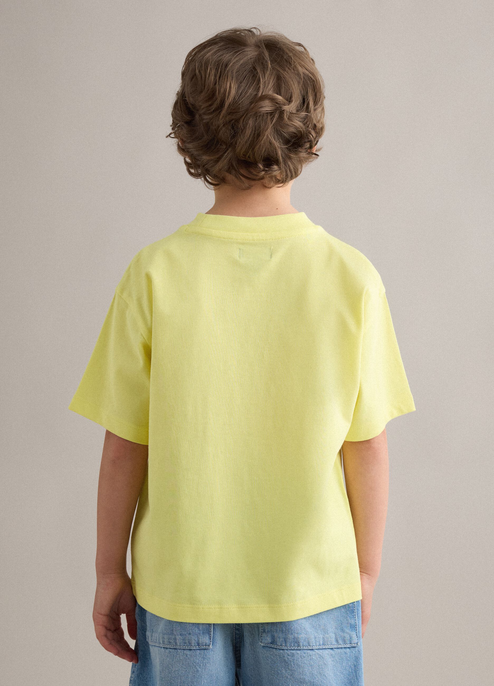 Boys&rsquo; pure cotton yellow oversized T-shirt