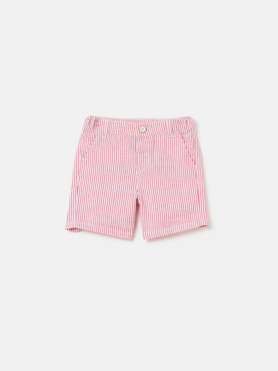 Striped Bermuda shorts in cotton_0