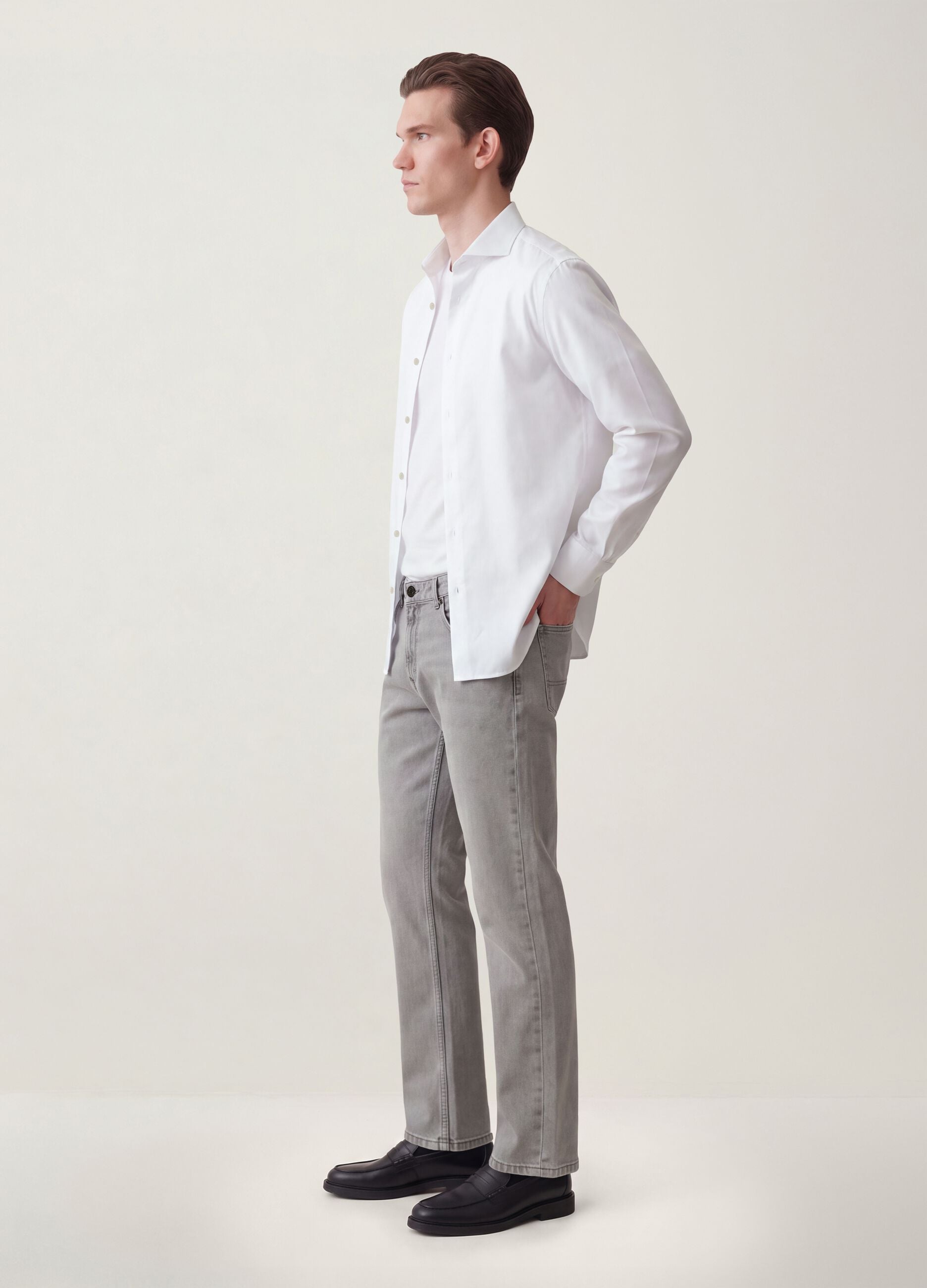 Graue Denim-Jeans aus Baumwoll-Viskose-Mix, Regular Fit