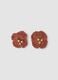 Pink flower earrings in pure cotton_0
