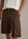 Brown stretch cotton cargo shorts, regular fit_3
