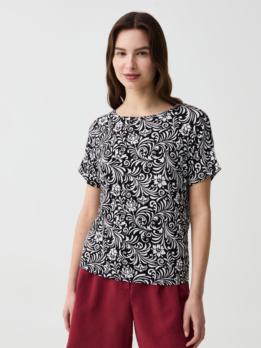 Floral T-shirt with kimono sleeves_0