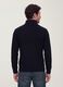 Cardigan azul-marinho em malha canelada com gola e fecho de correr, corte regular_3