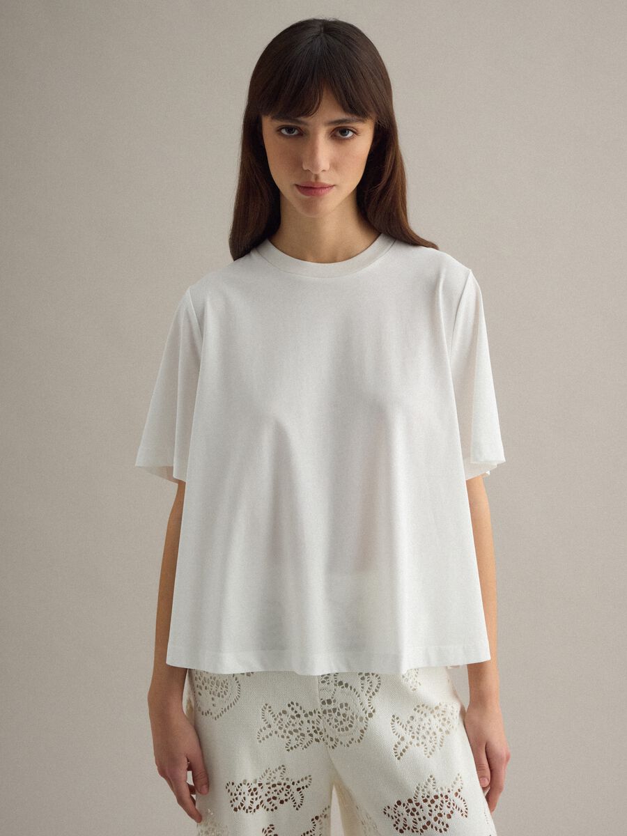 White cotton blend short-sleeve t-shirt regular fit_1