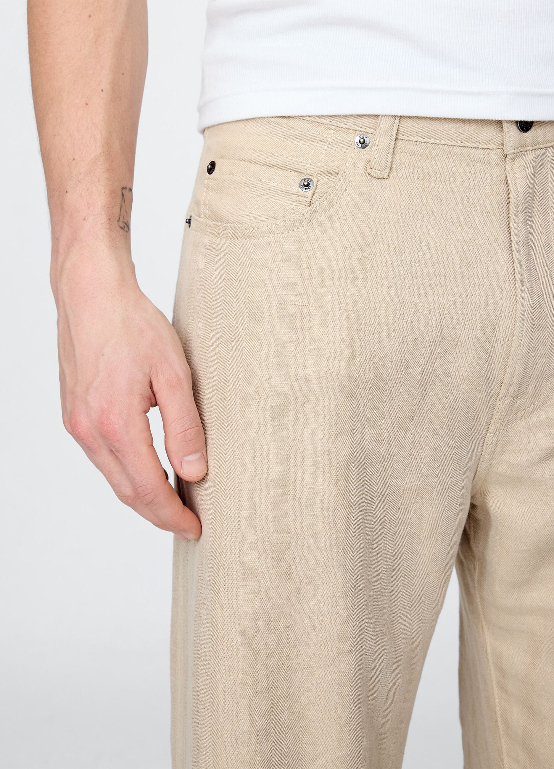 Weite beige Leinenhosen