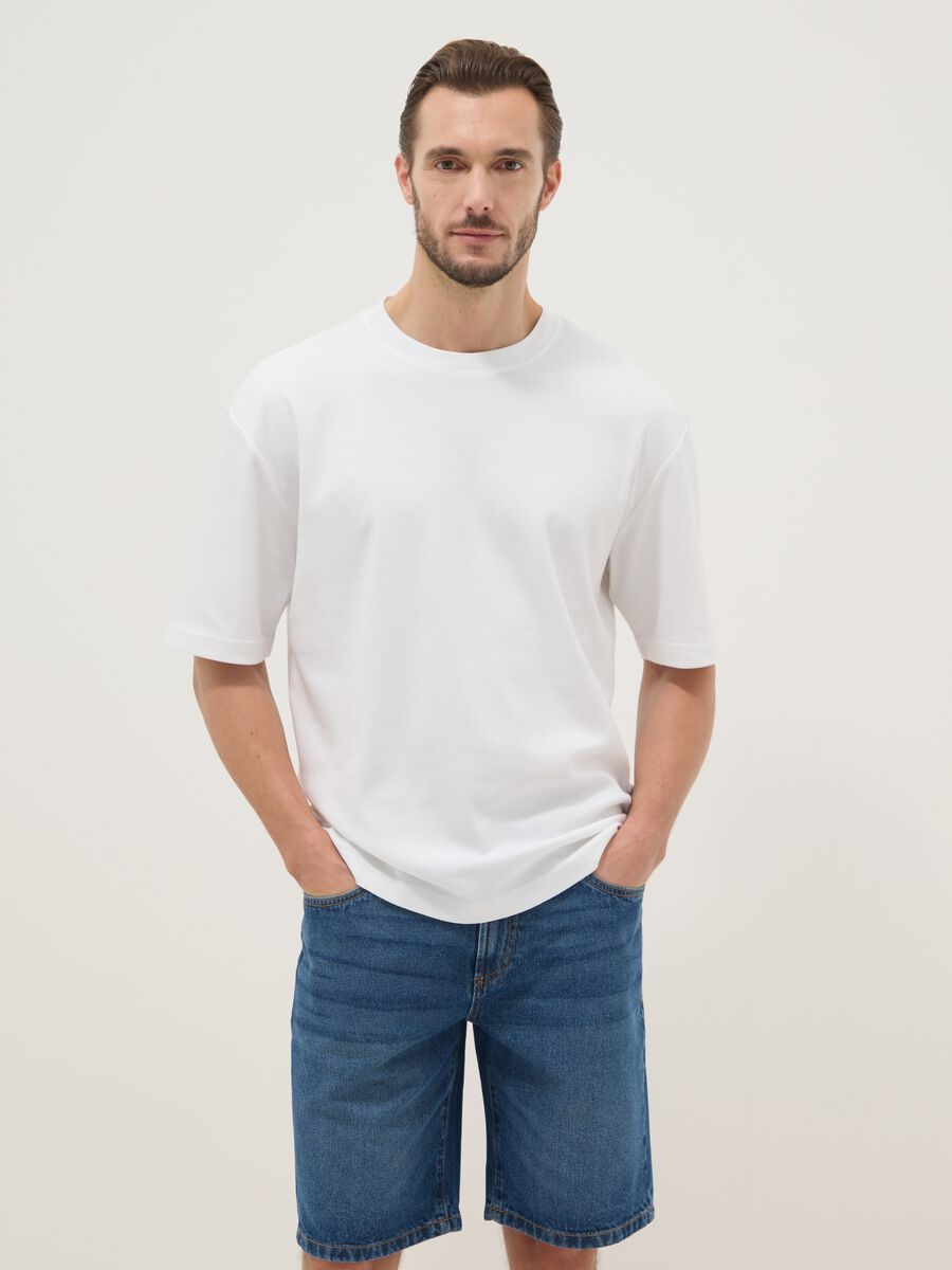 Wei&szlig;es Kurzarm-T-Shirt aus reiner Baumwolle, Relaxed Fit_1