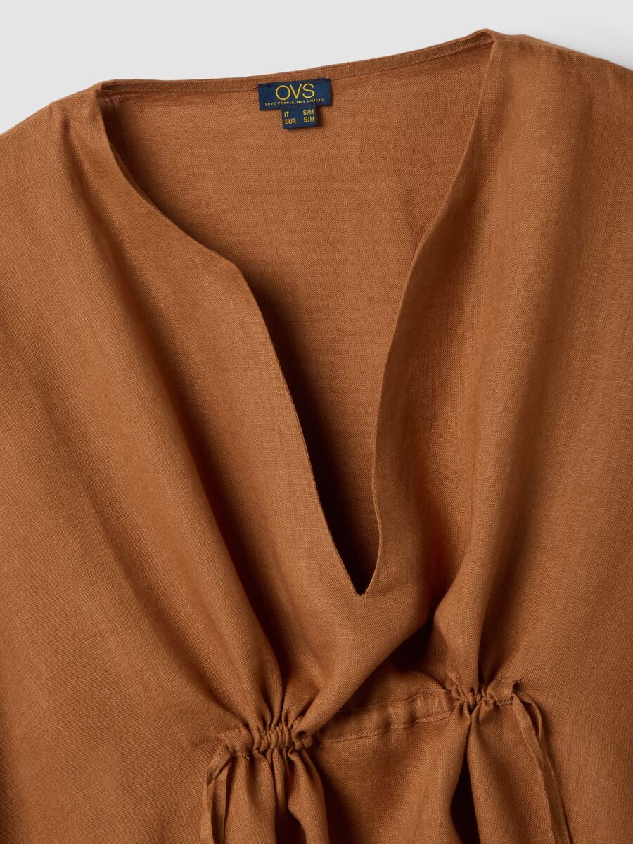 Brown pure linen kaftan_5