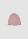 Pink striped organic stretch-cotton hat for baby girl_0