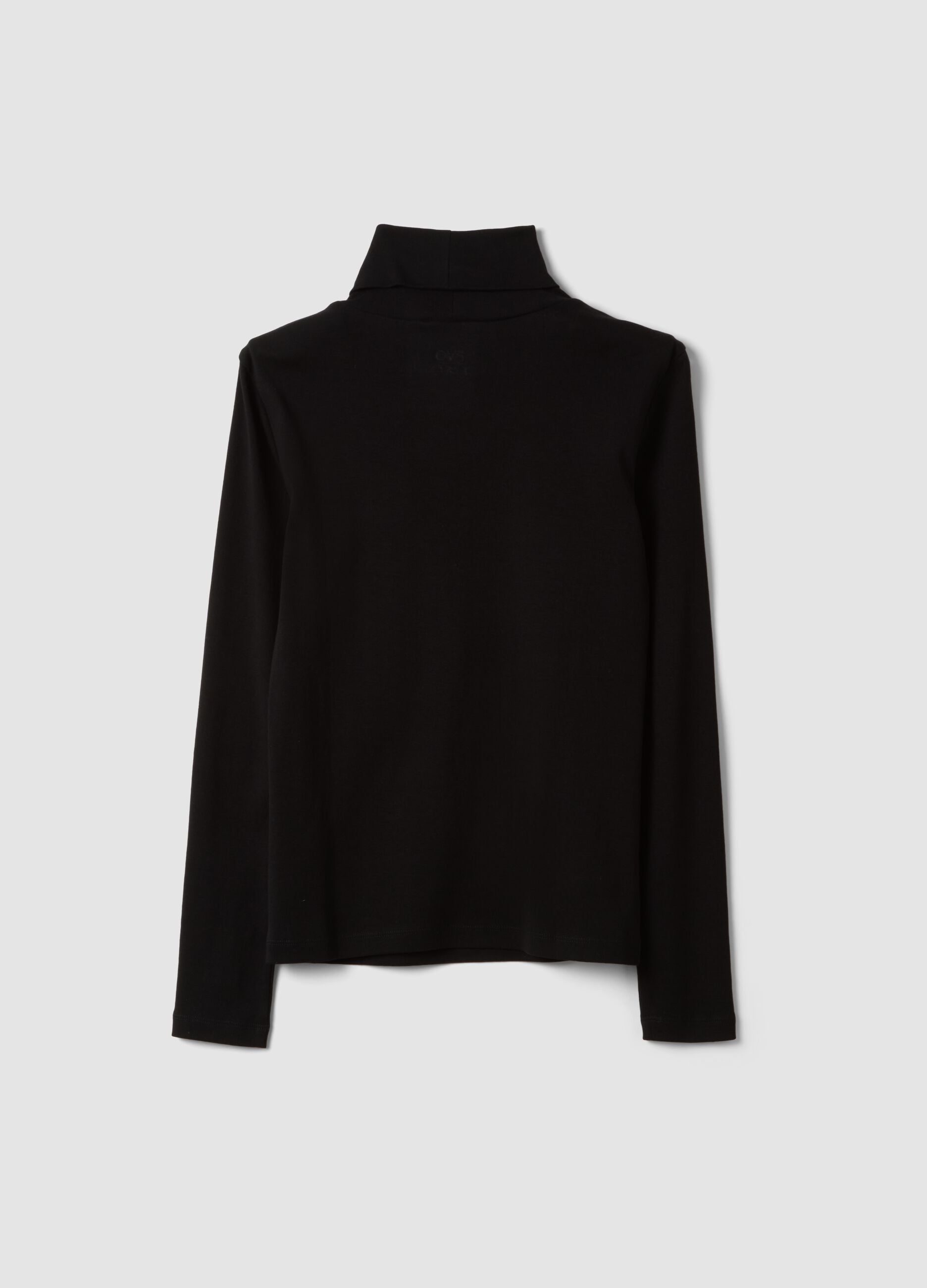 Schwarzes Longsleeve-T-Shirt aus reiner Baumwolle mit Rundhalsausschnitt