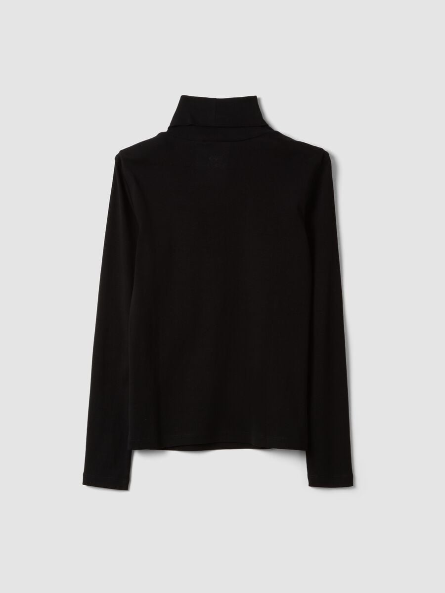 Black pure cotton long-sleeve crew-neck T-shirt_6