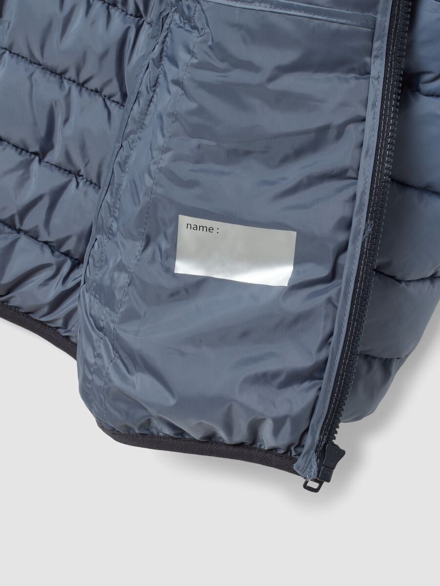 Grey Ultralight padded hooded jacket with zip for boys_2