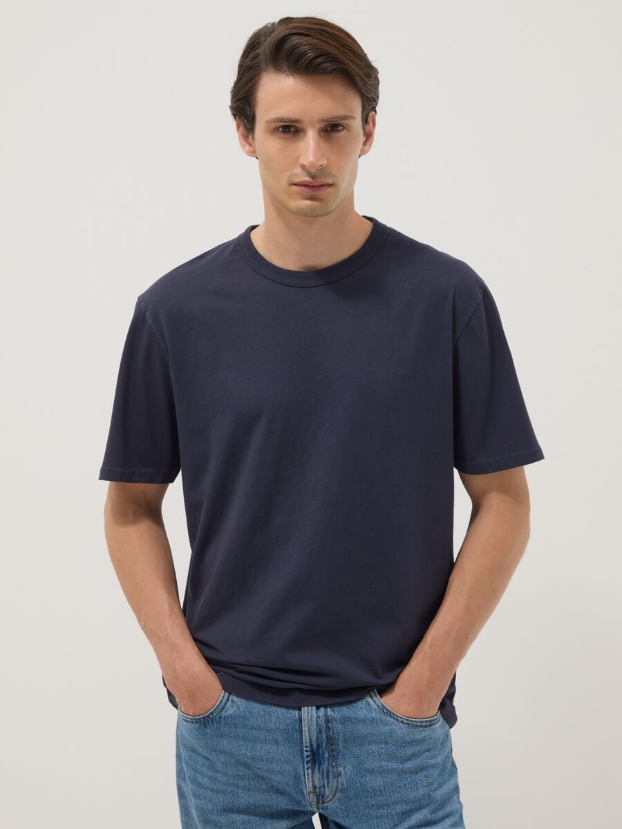 Navy pure cotton relaxed-fit T-shirt_1