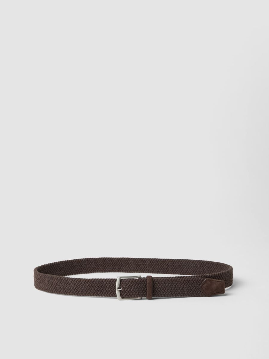 Brown braided cotton-blend belt_0