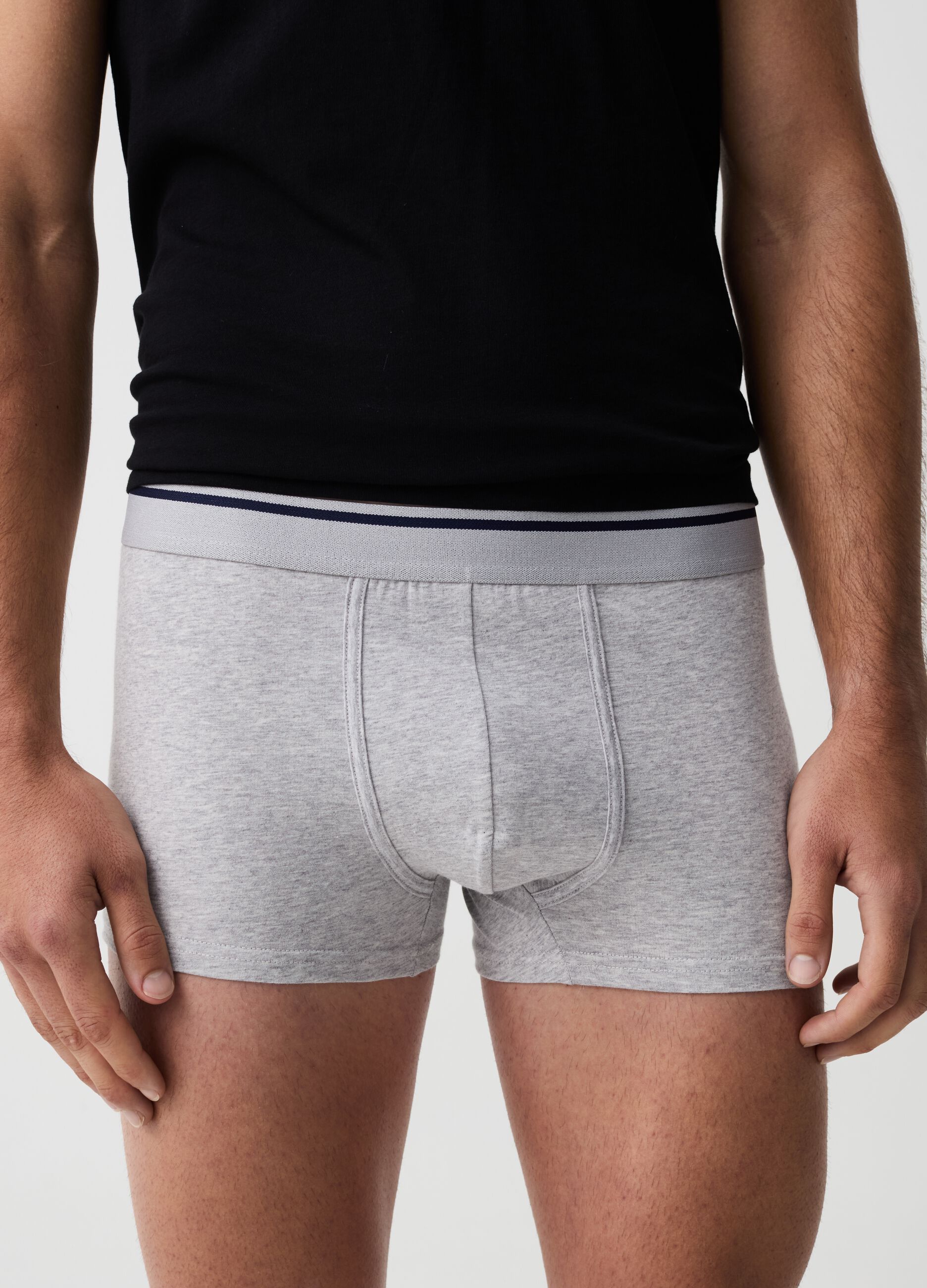 Three-pair pack boxer shorts with striped trim