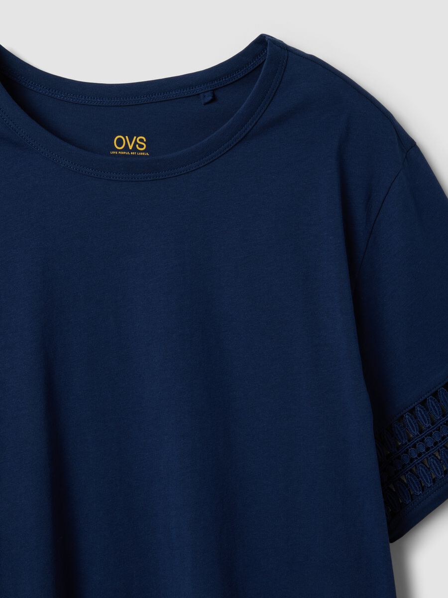 Camiseta azul de manga corta en puro algod&oacute;n_5