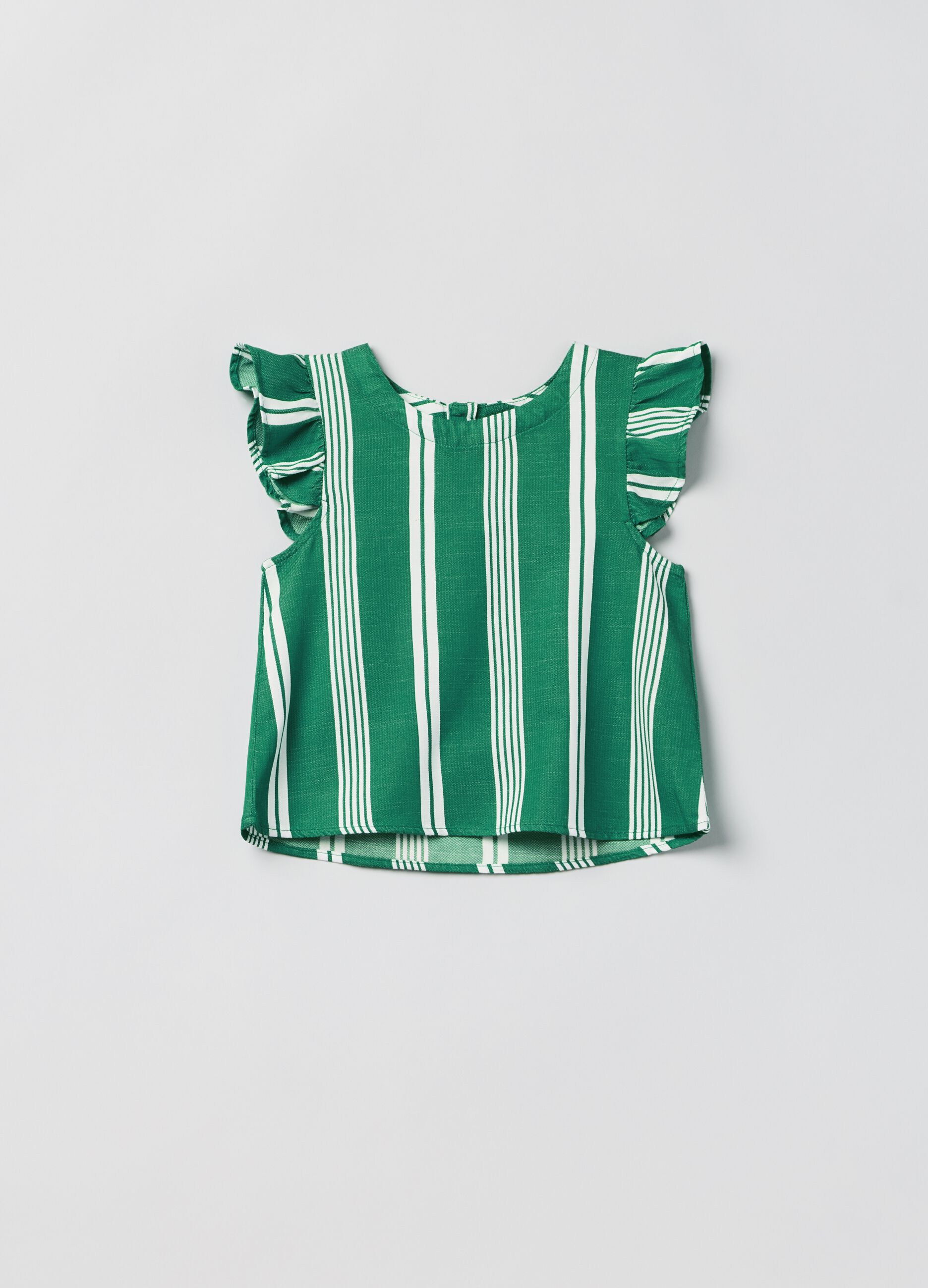 Blouse in striped cotton and viscose_0