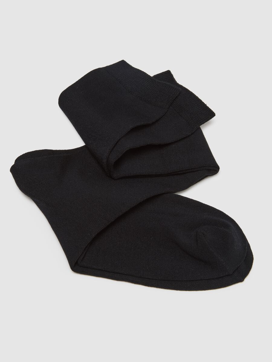 Two-Pack Long Black Cotton Stretch Socks_1