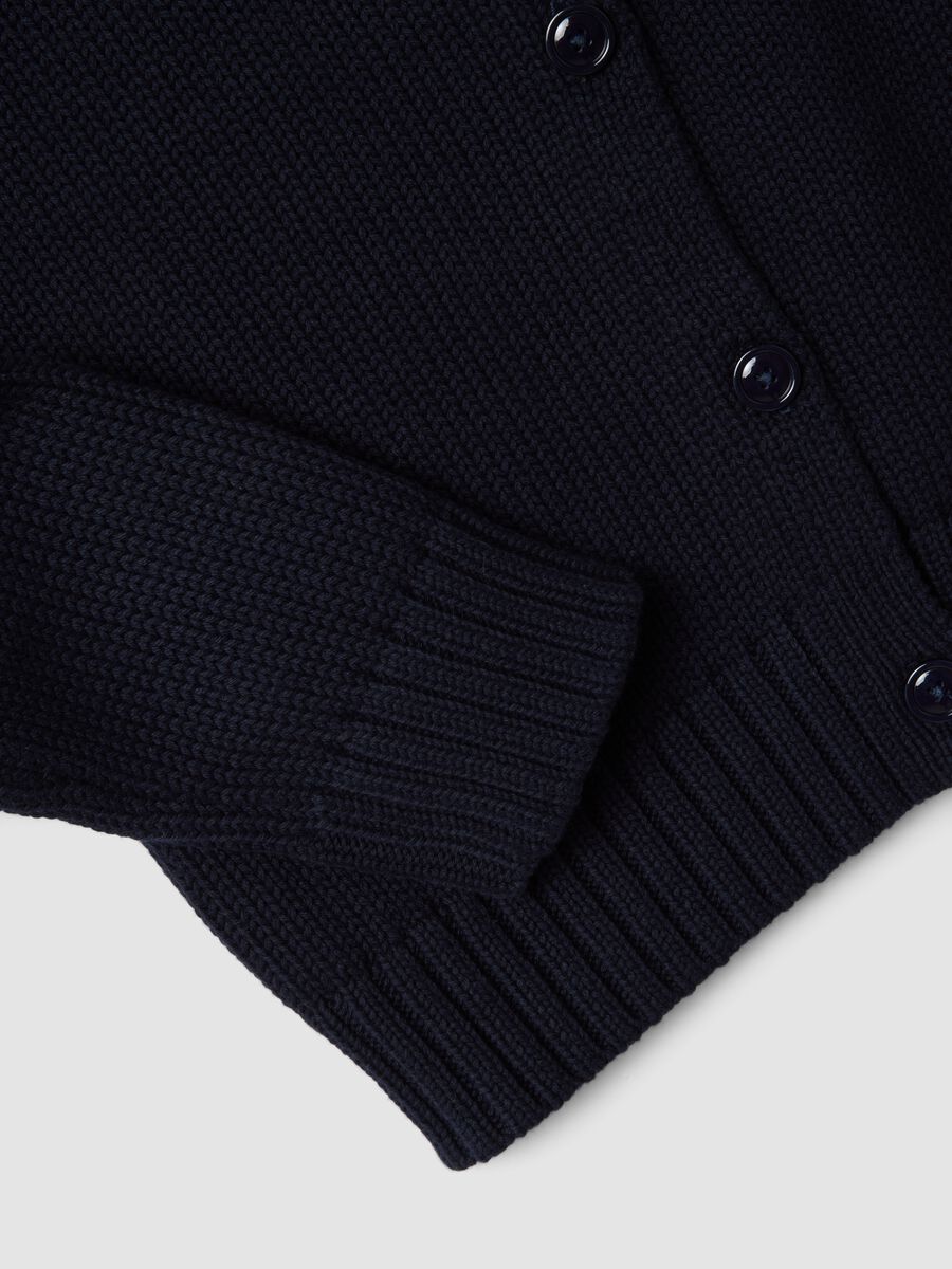 Navy pure cotton cardigan with buttons, regular fit_1