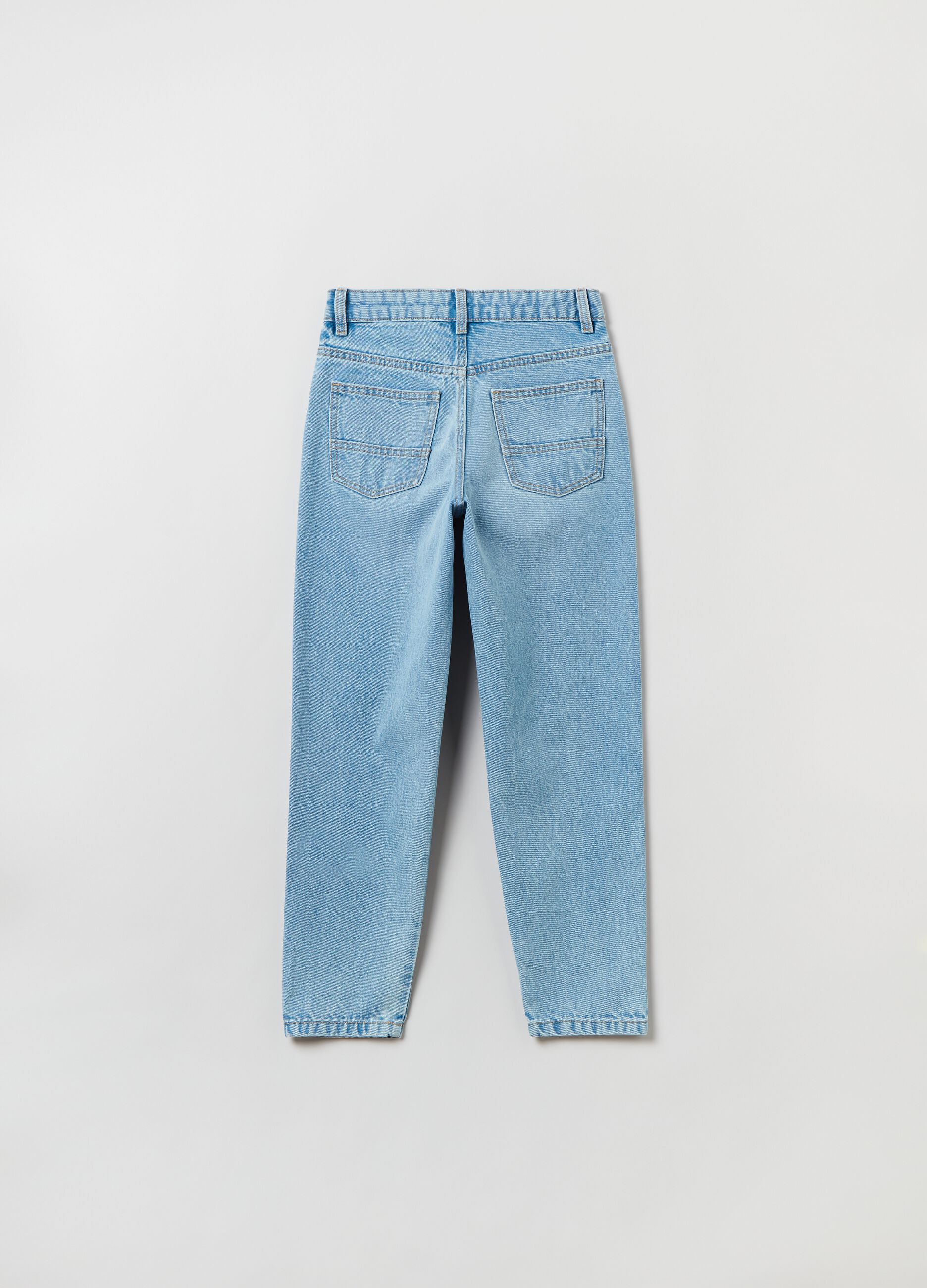 Mum-fit jeans with abrasions_1