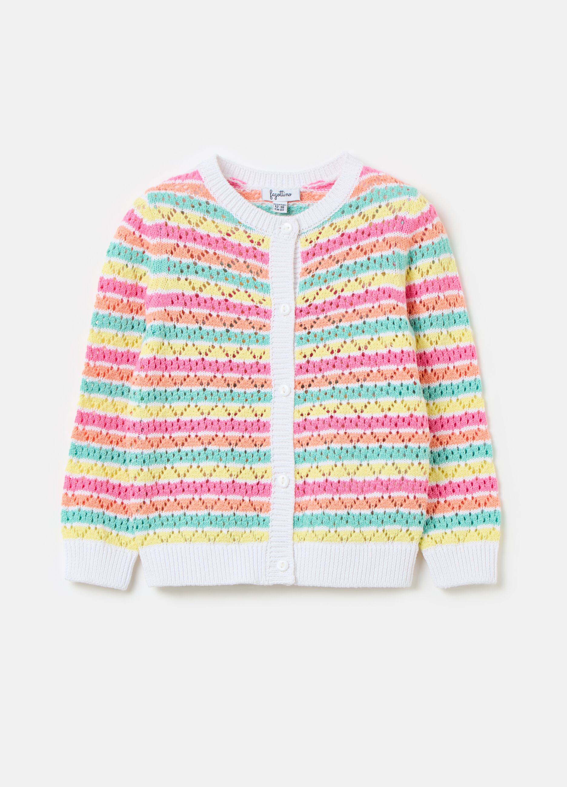 Cardigan in cotton with openwork weave