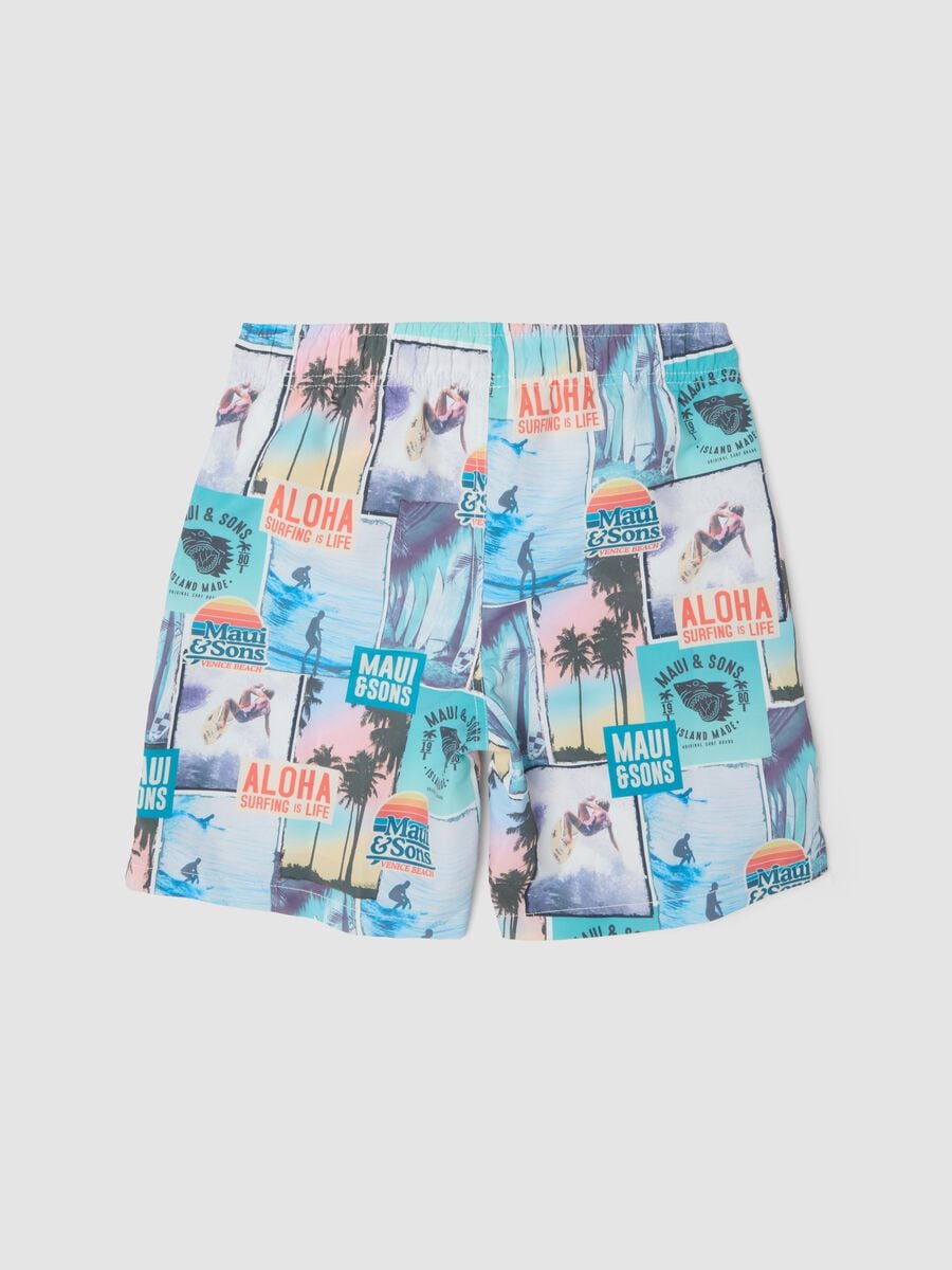 Short de bain multicolore &agrave; imprim&eacute; tropical_1