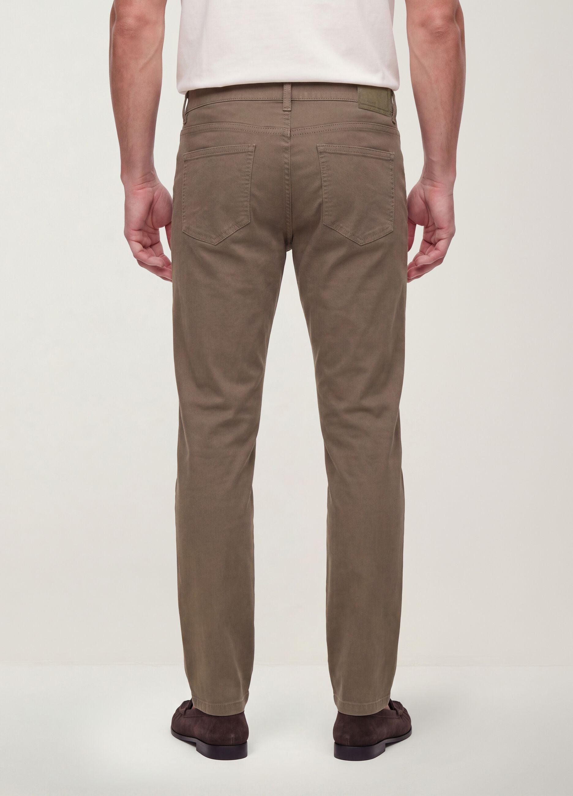 Brown slim-fit stretch cotton twill trousers