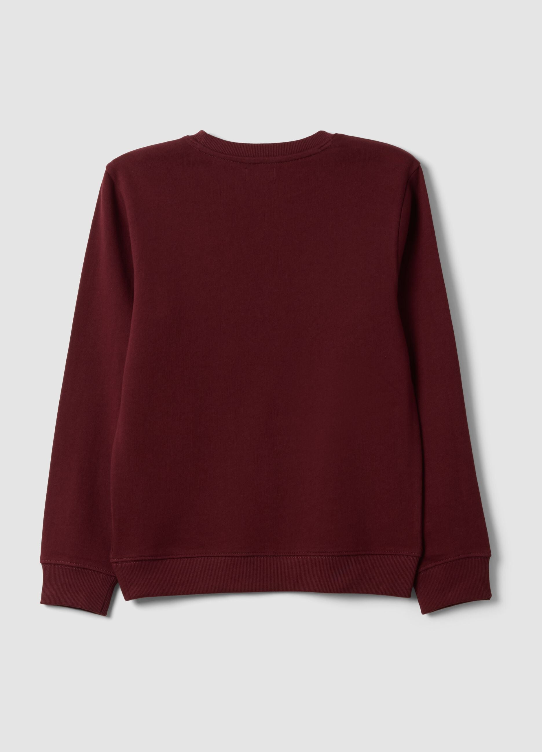 Sweatshirt vermelha 100% algod&atilde;o com gola redonda e estampado