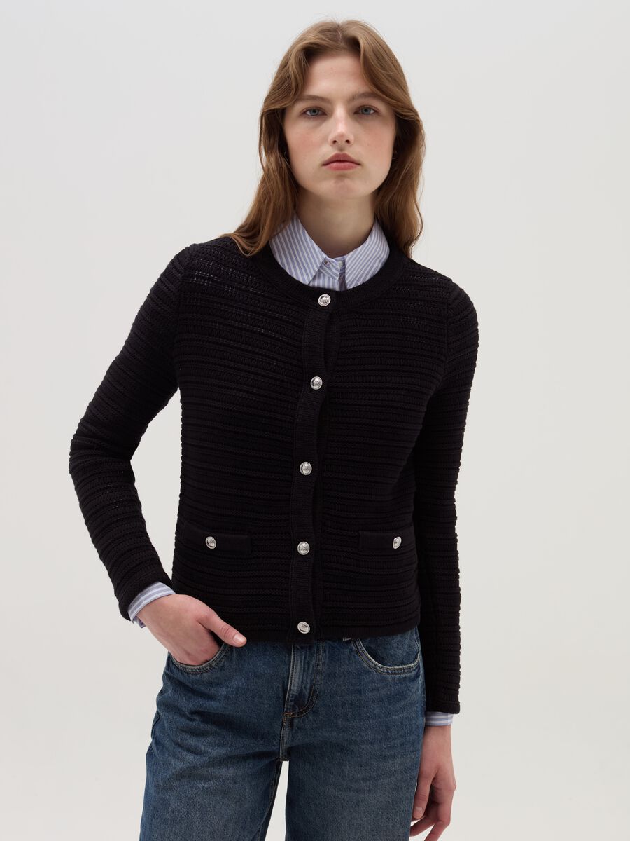 Cardigan with openwork design_0