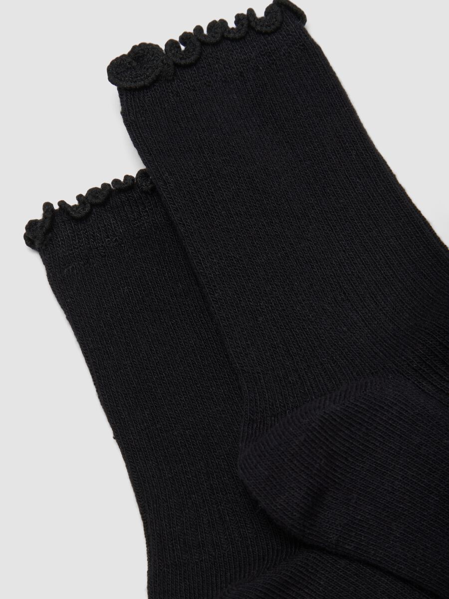 2er-Pack schwarze Socken aus elastischer Bio-Baumwolle mit Muschelsaum_1