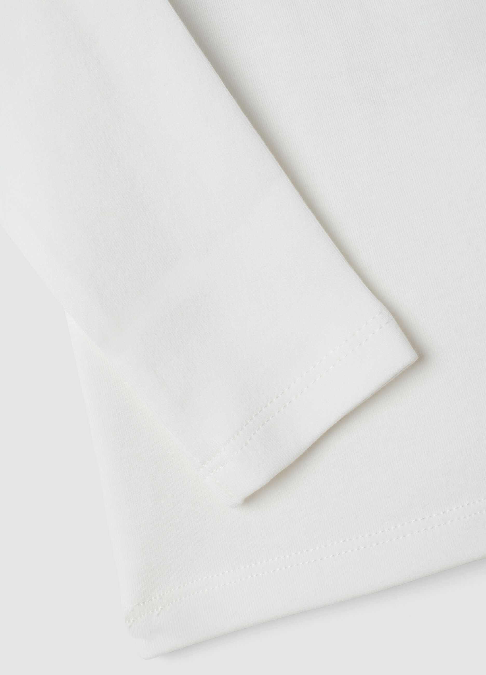 White pure organic cotton T-shirt with high neck